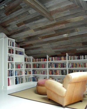 Library home office in attic